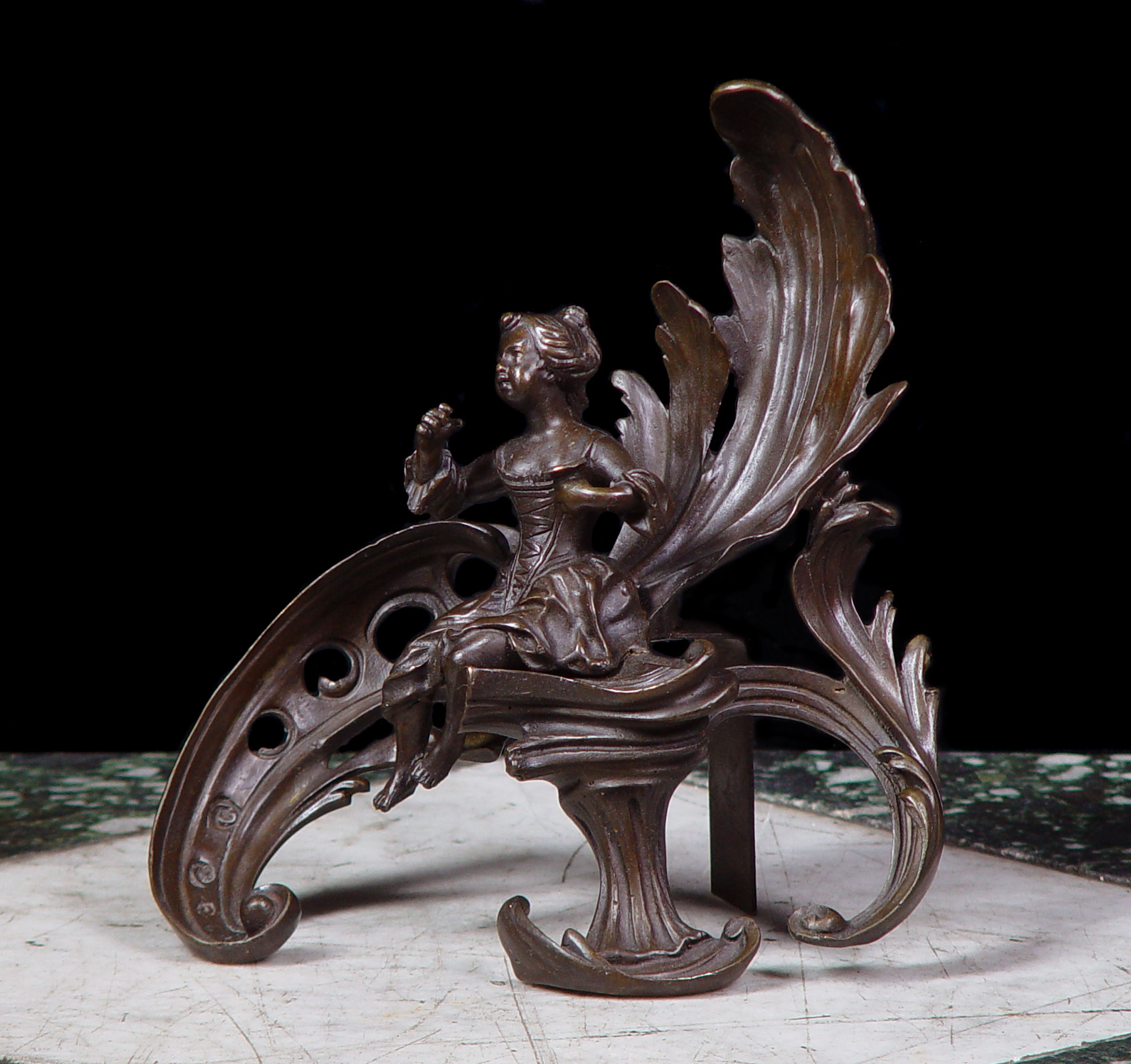 A Pair of Louis XV Style Bronze Chenets