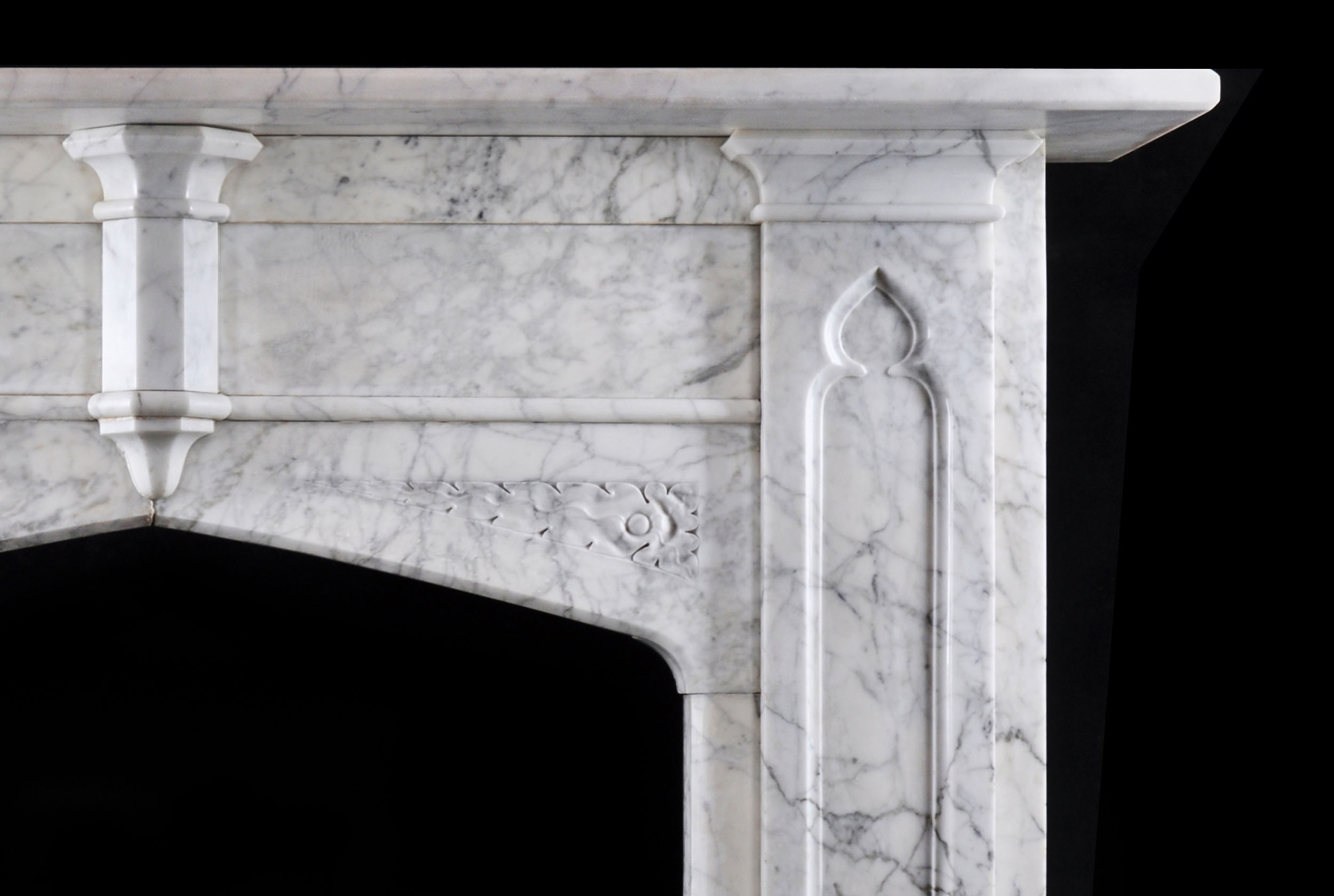 English Marble Gothic Revival Chimneypiece
