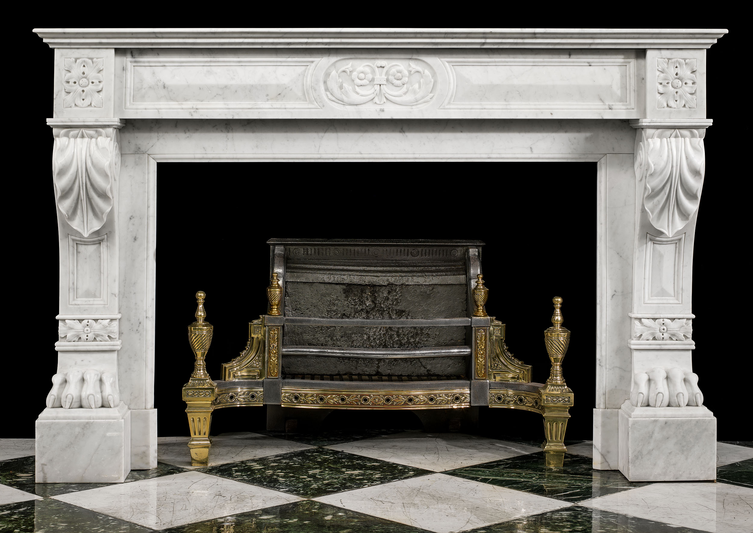 A French Carrara Marble Fireplace Surround