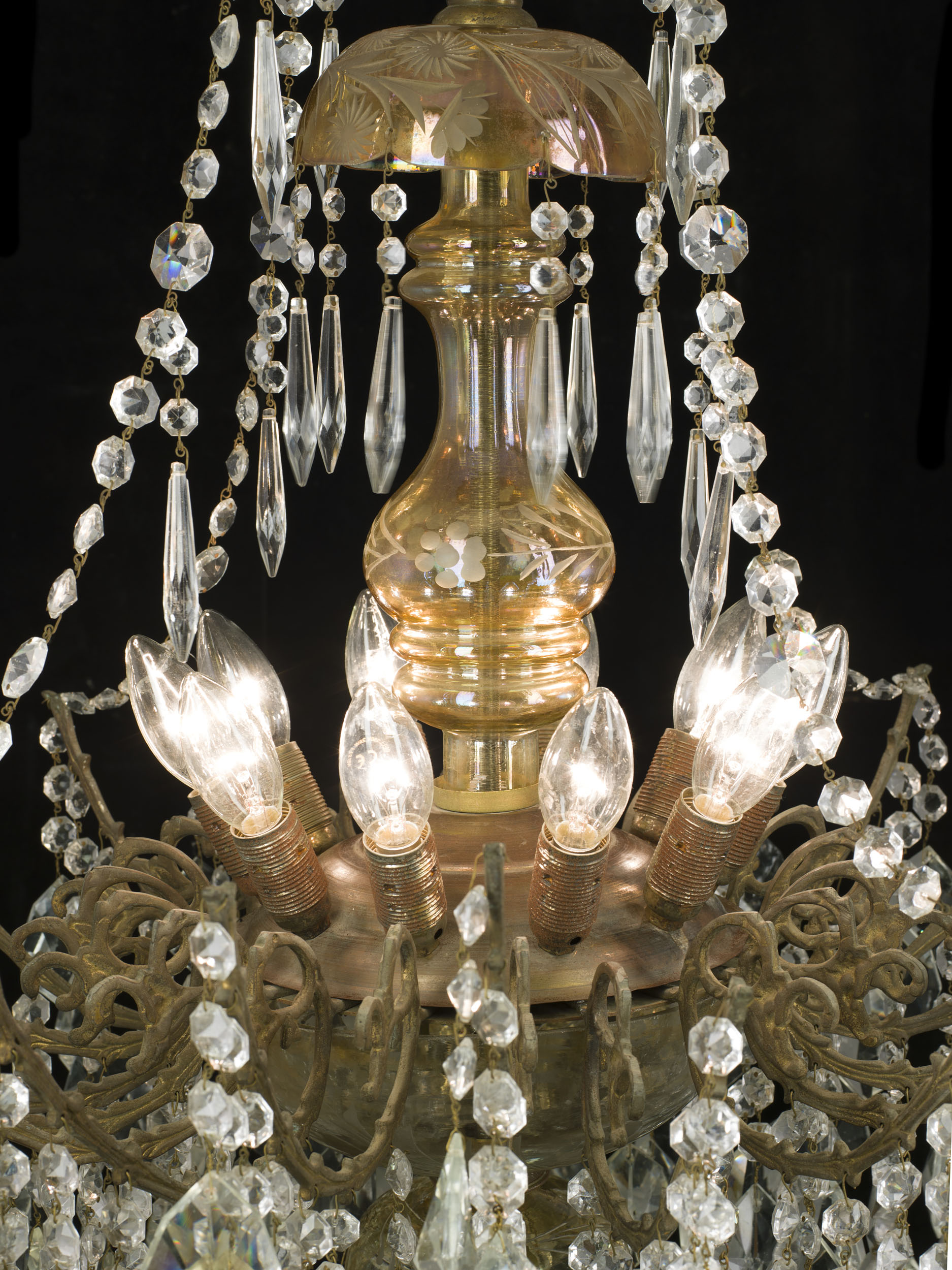 Large Victorian Style Gilt Metal Chandelier
