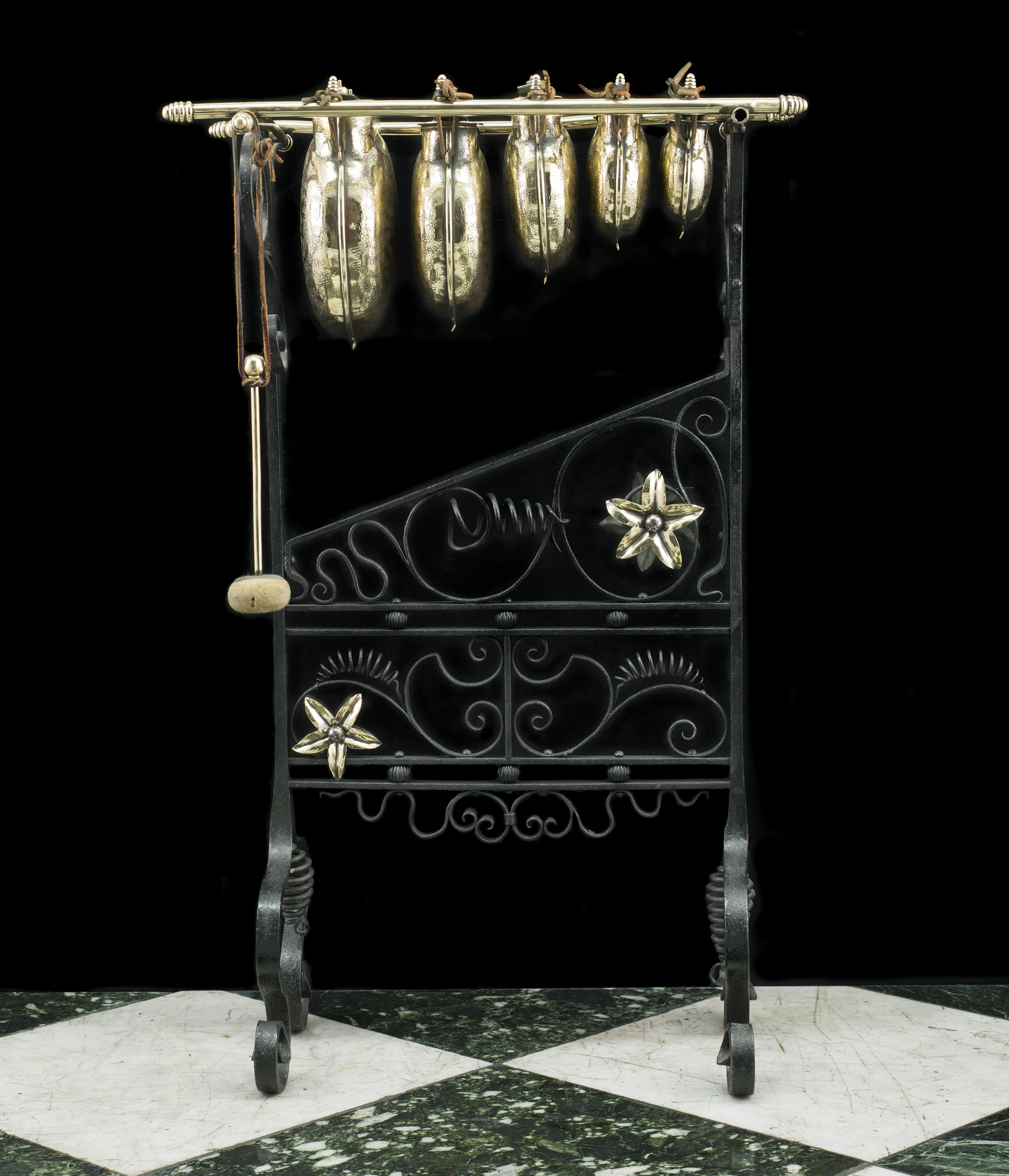 An Arts & Crafts Wrought Iron Glockenspiel