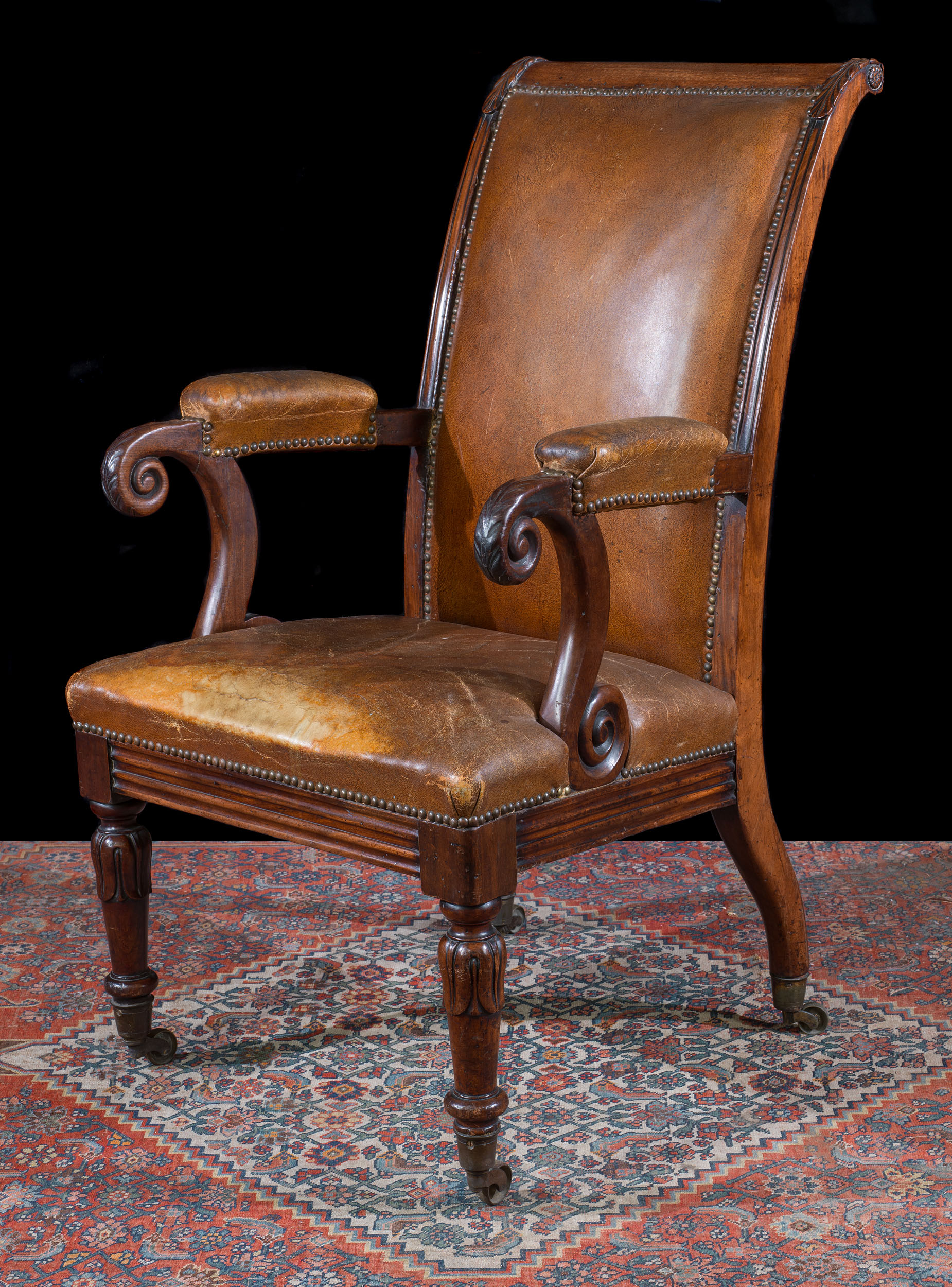 Antique Mahogany and leather arm chair | Westland London