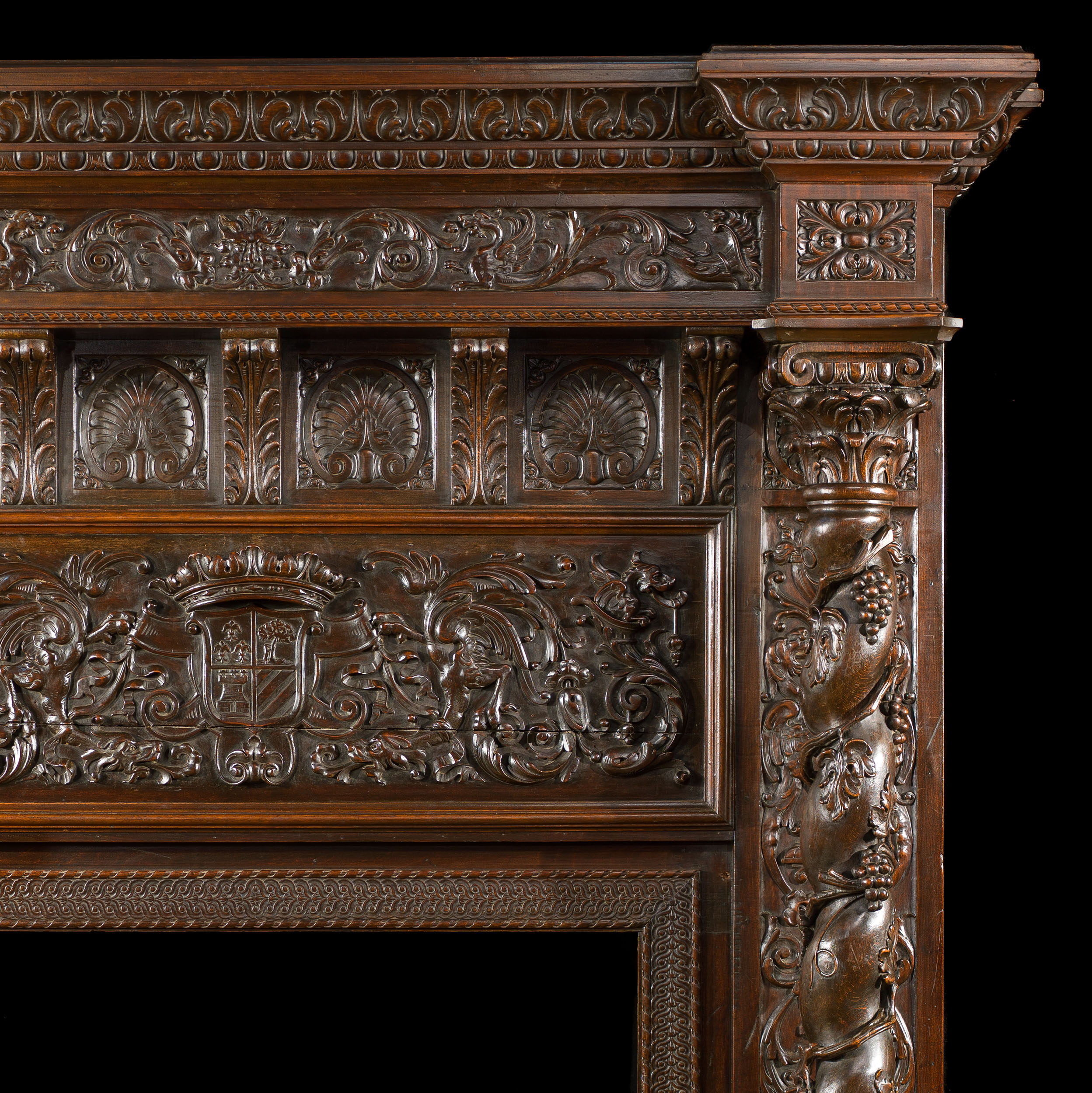 A Italian Renaissance Style Ornate Fireplace