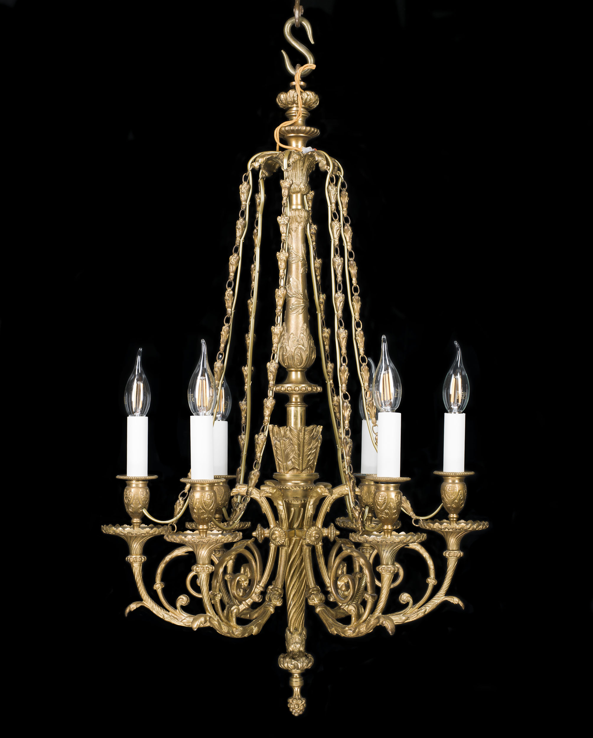 A Neoclassical Style Bronze Chandelier