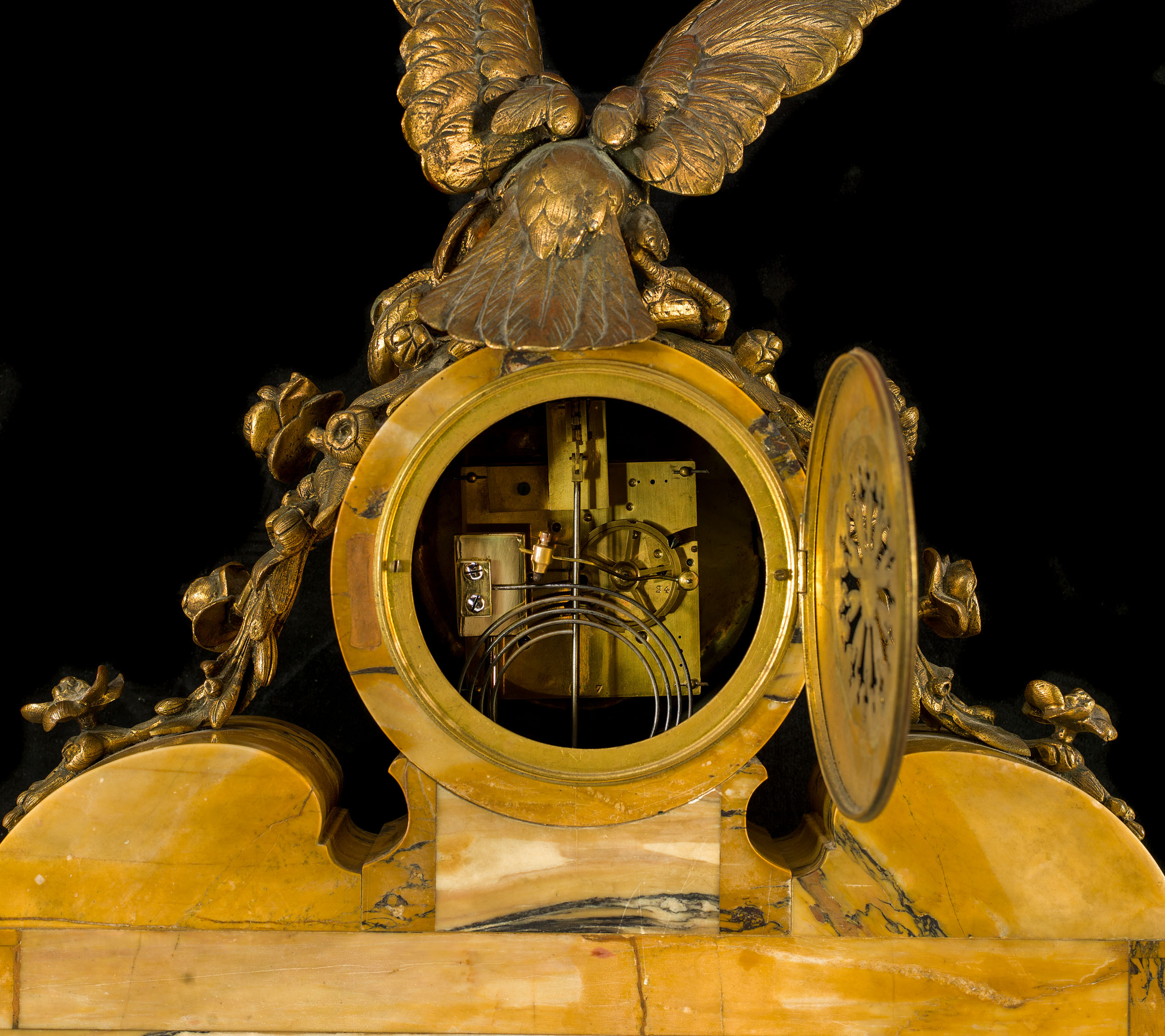 A Sienna Marble & Ormolu Clock Garniture 
