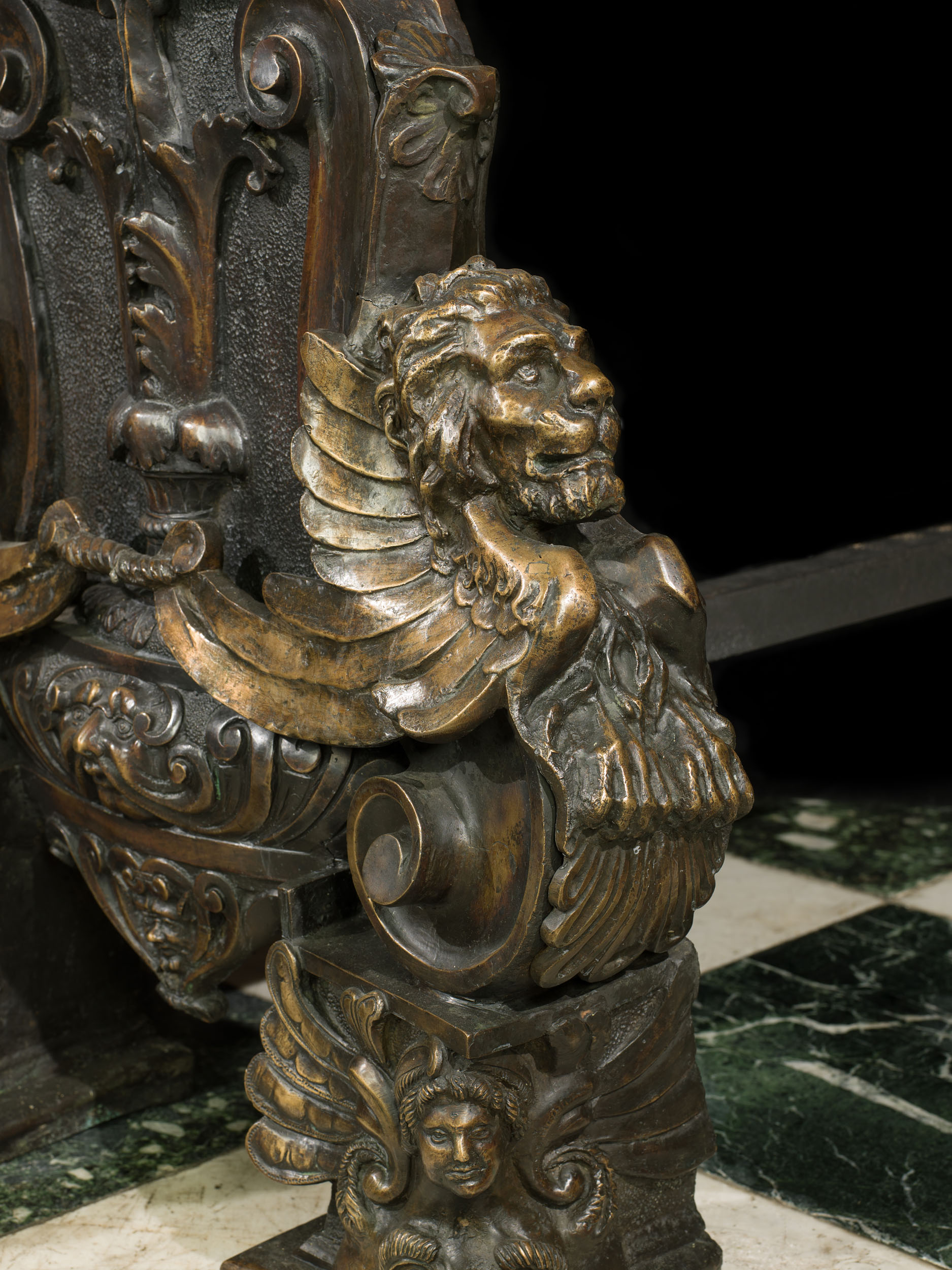 Majestic Bronze Baronial Style Andirons