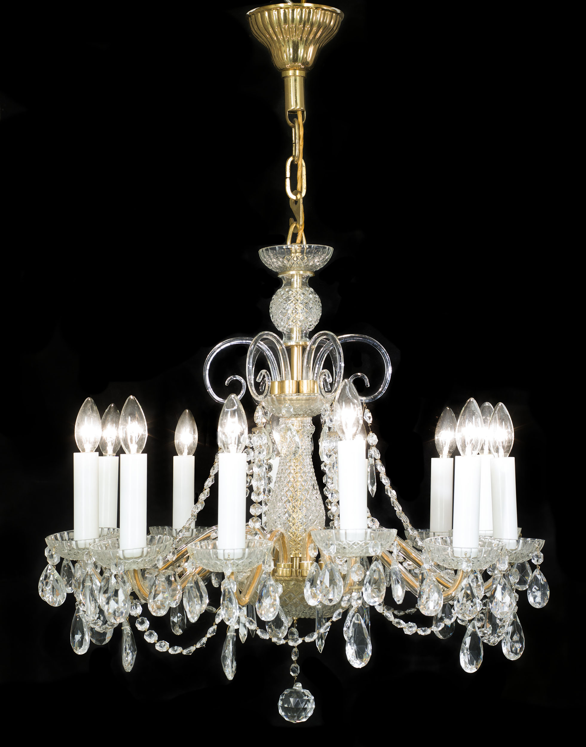 One of Four Identical Cut Glass Chandeliers