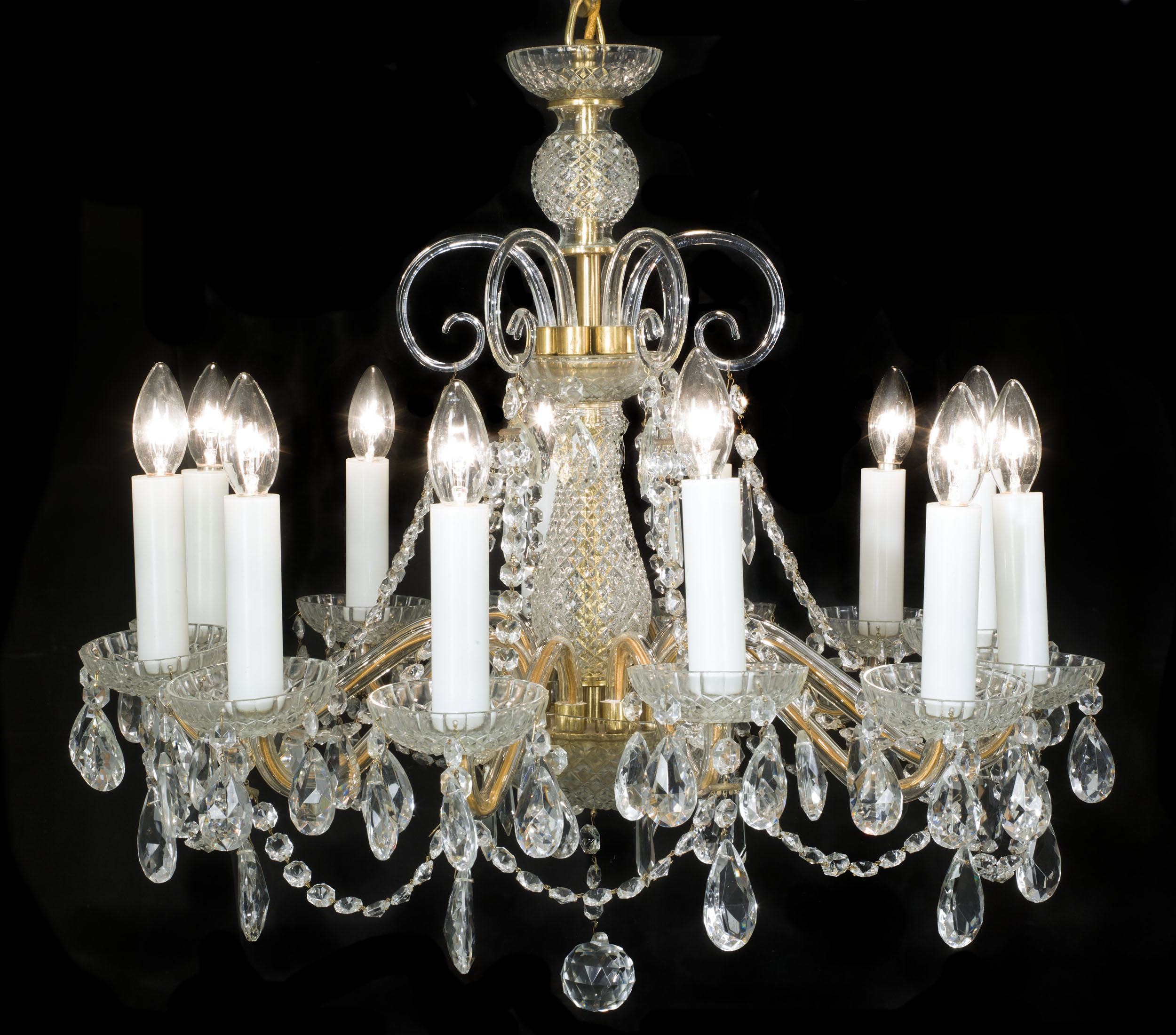 One of Four Identical Cut Glass Chandeliers