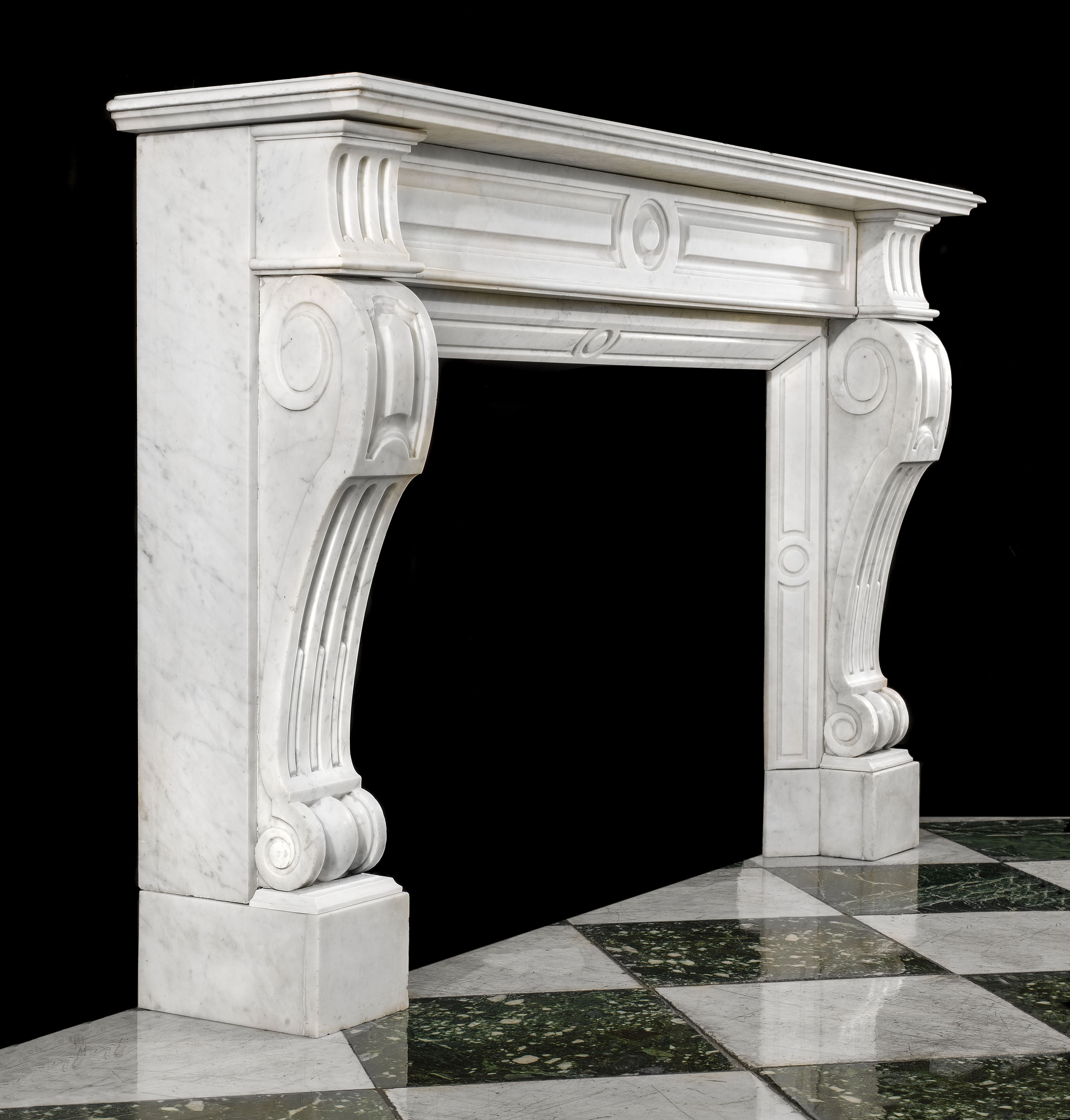 Louis XVI Style Carrara Marble Fireplace