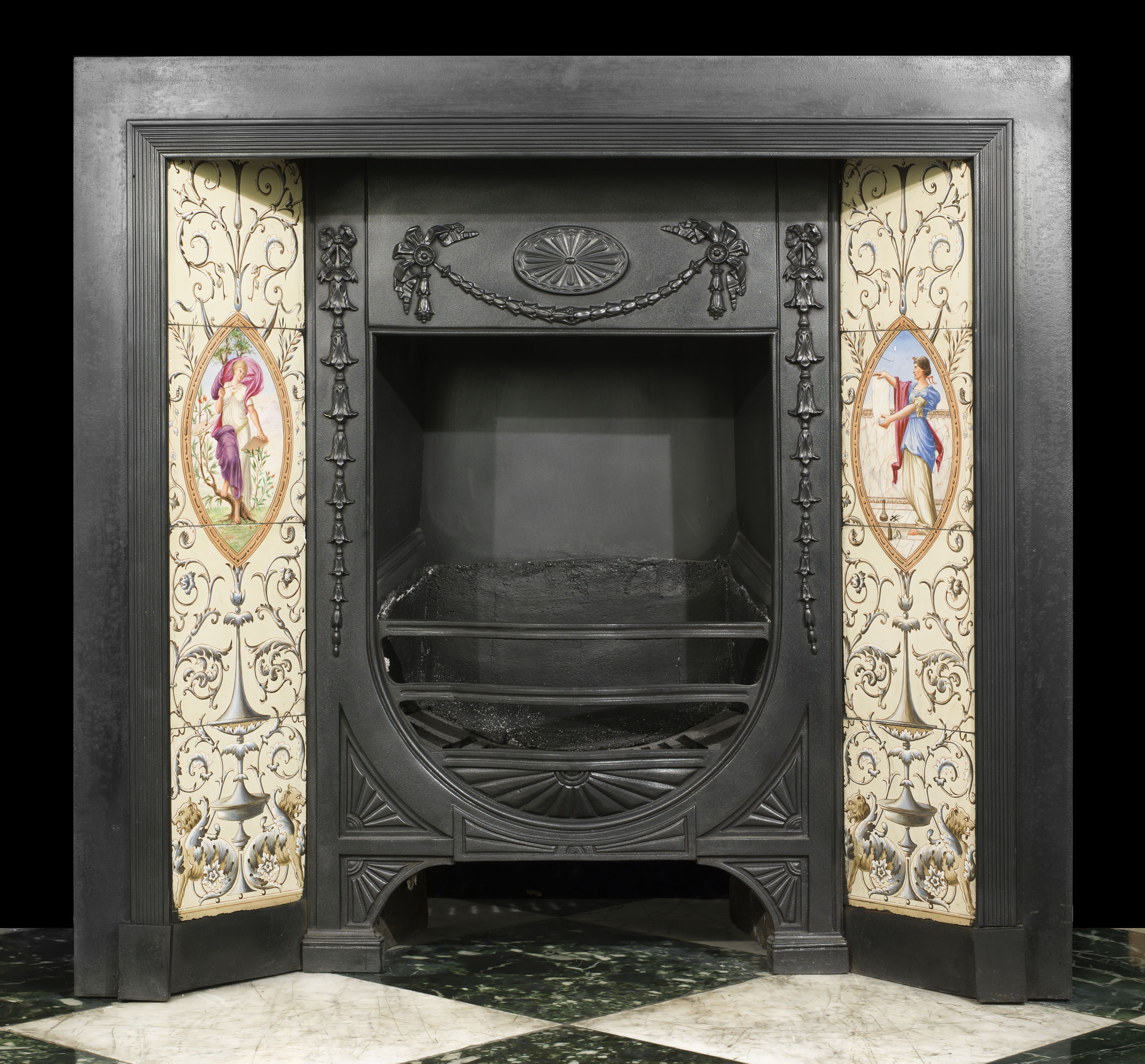  A Minton Tiled Cast Iron Fireplace Insert