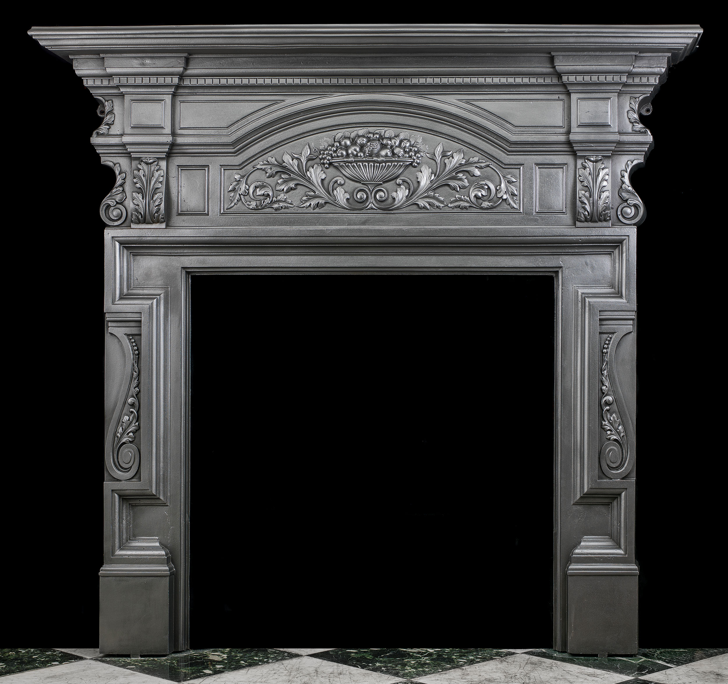 A Cast Iron Victorian Tall Fireplace Mantel 