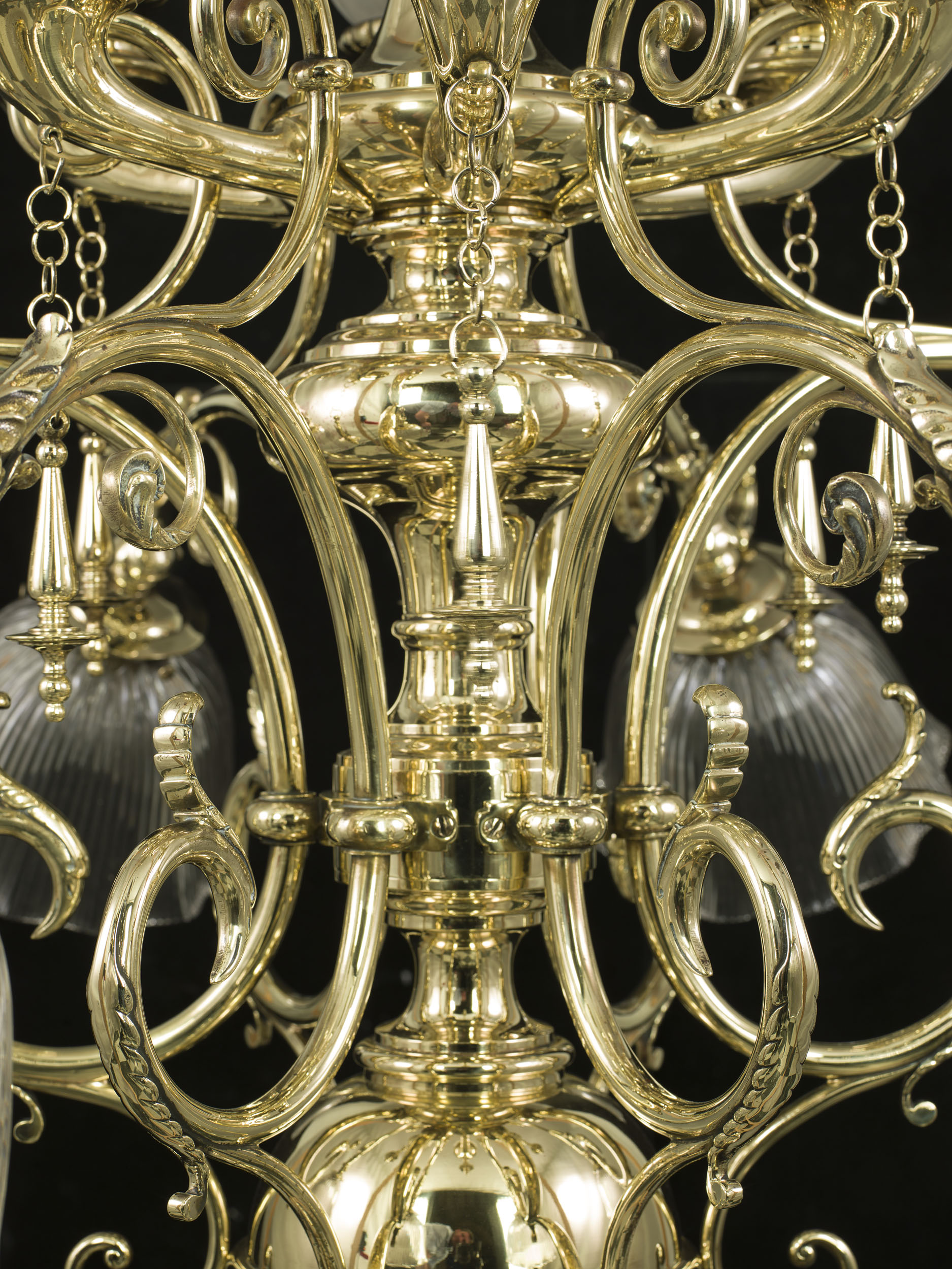 A Flamboyant Victorian Brass Chandelier 