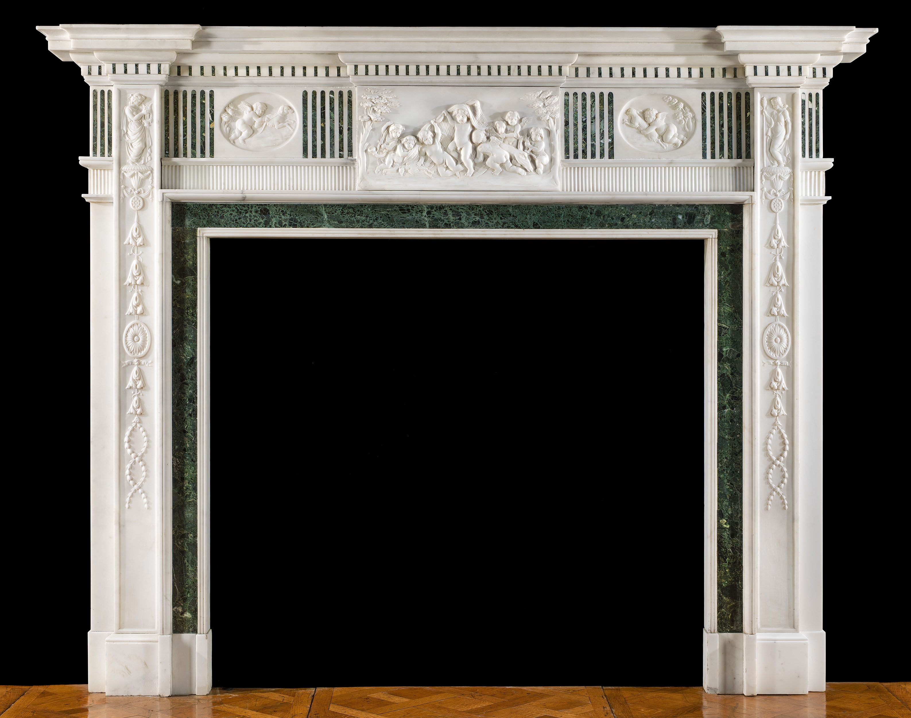  A Georgian Style Statuary Marble Fireplace