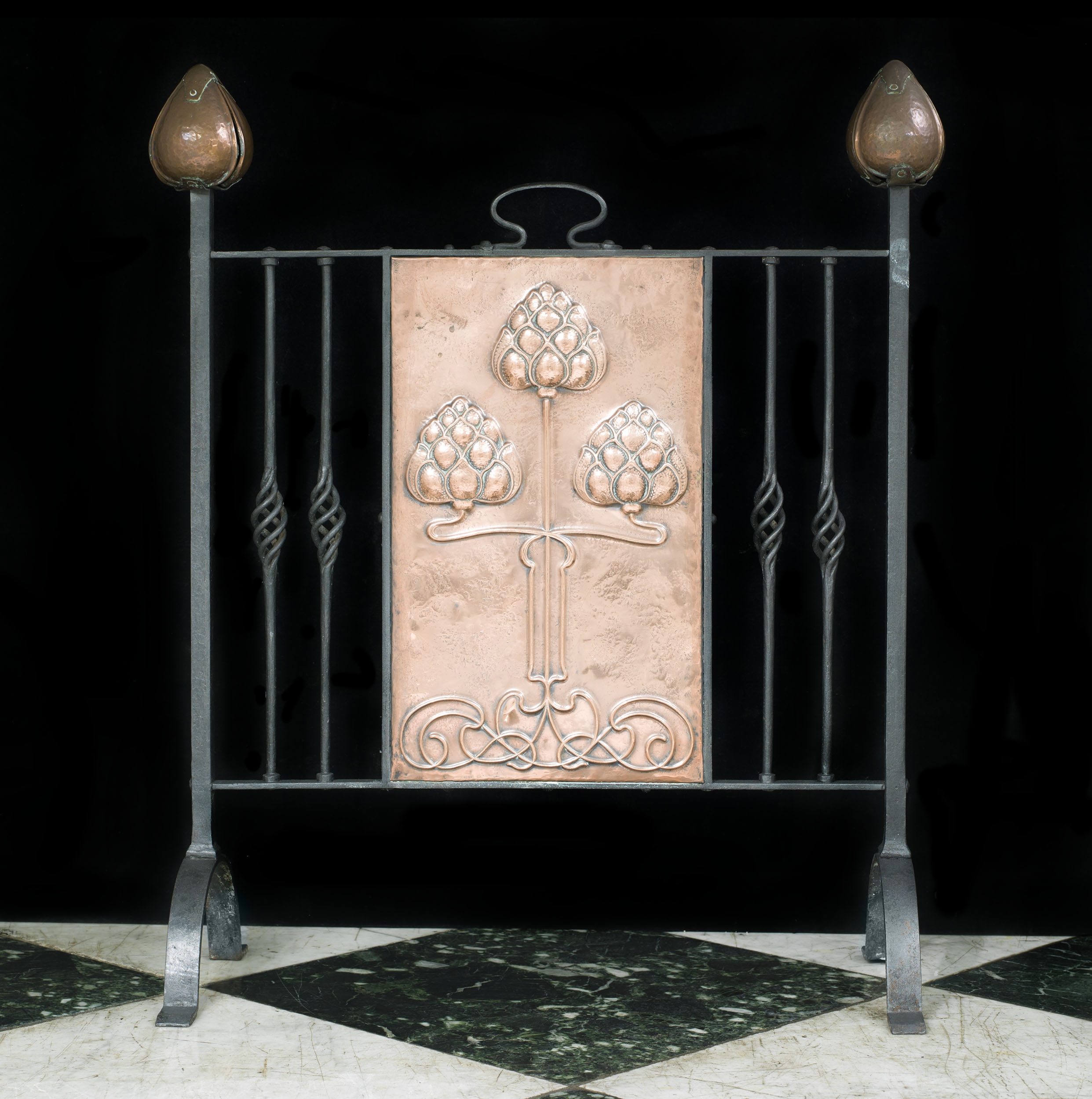Copper & Steel Art Nouveau Fire Screen