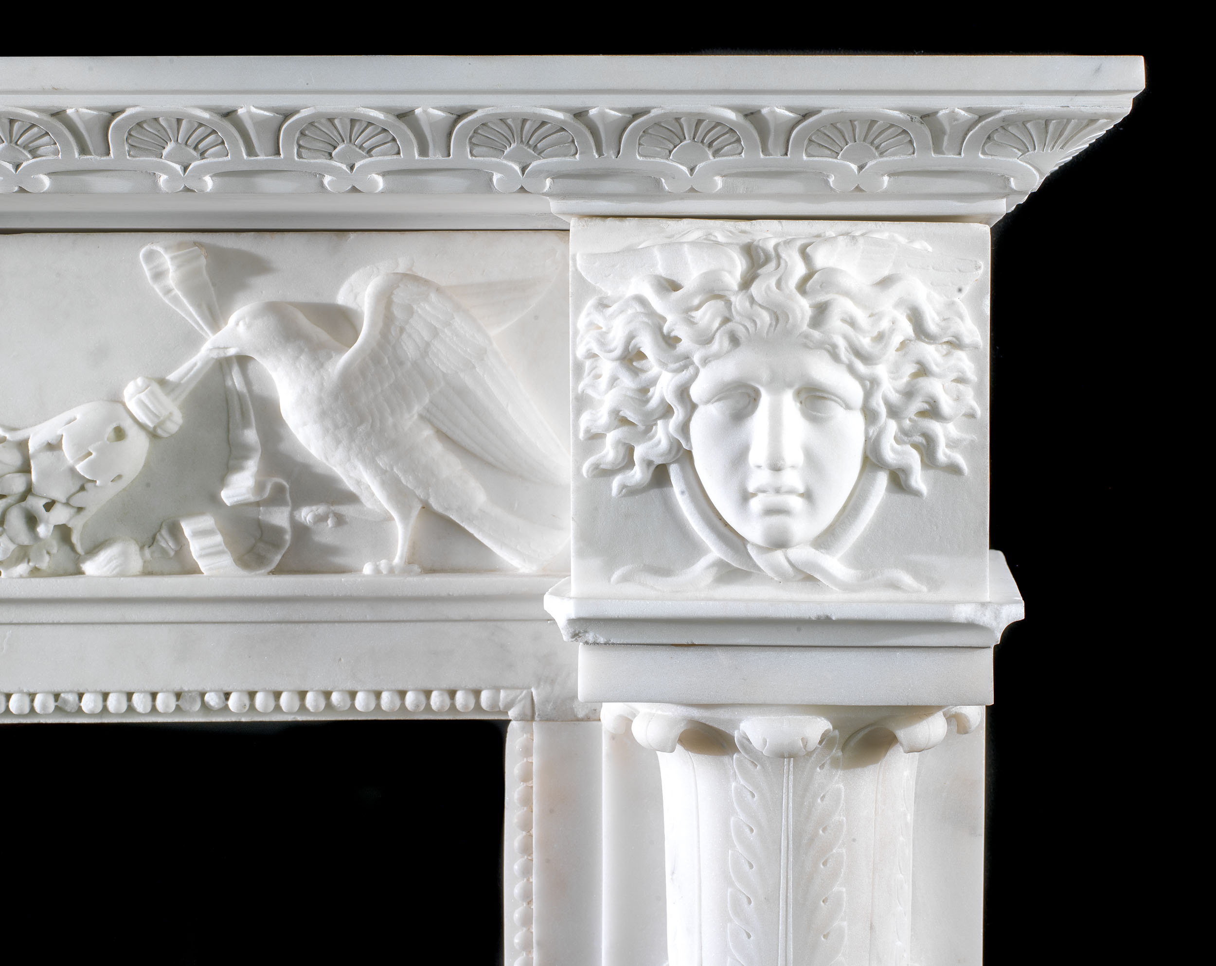 A Regency Carrara Marble Italian Fireplace