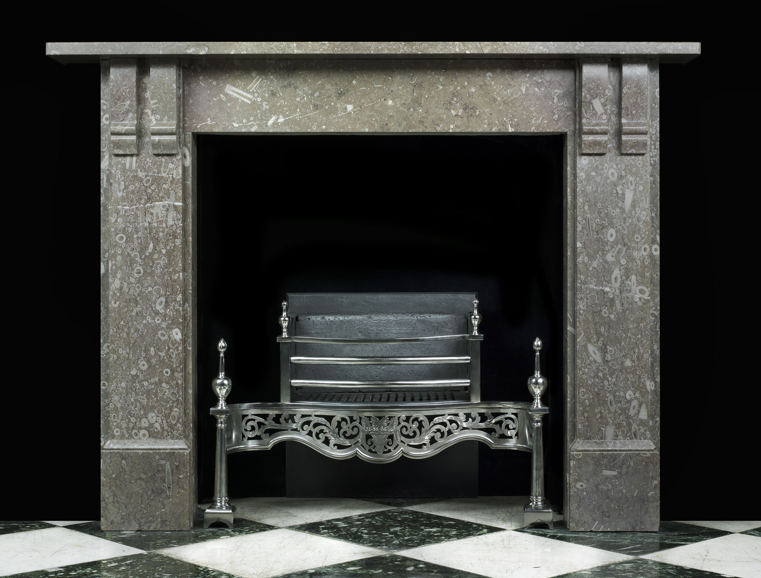 A Victorian Derby Fossil Marble Fireplace
