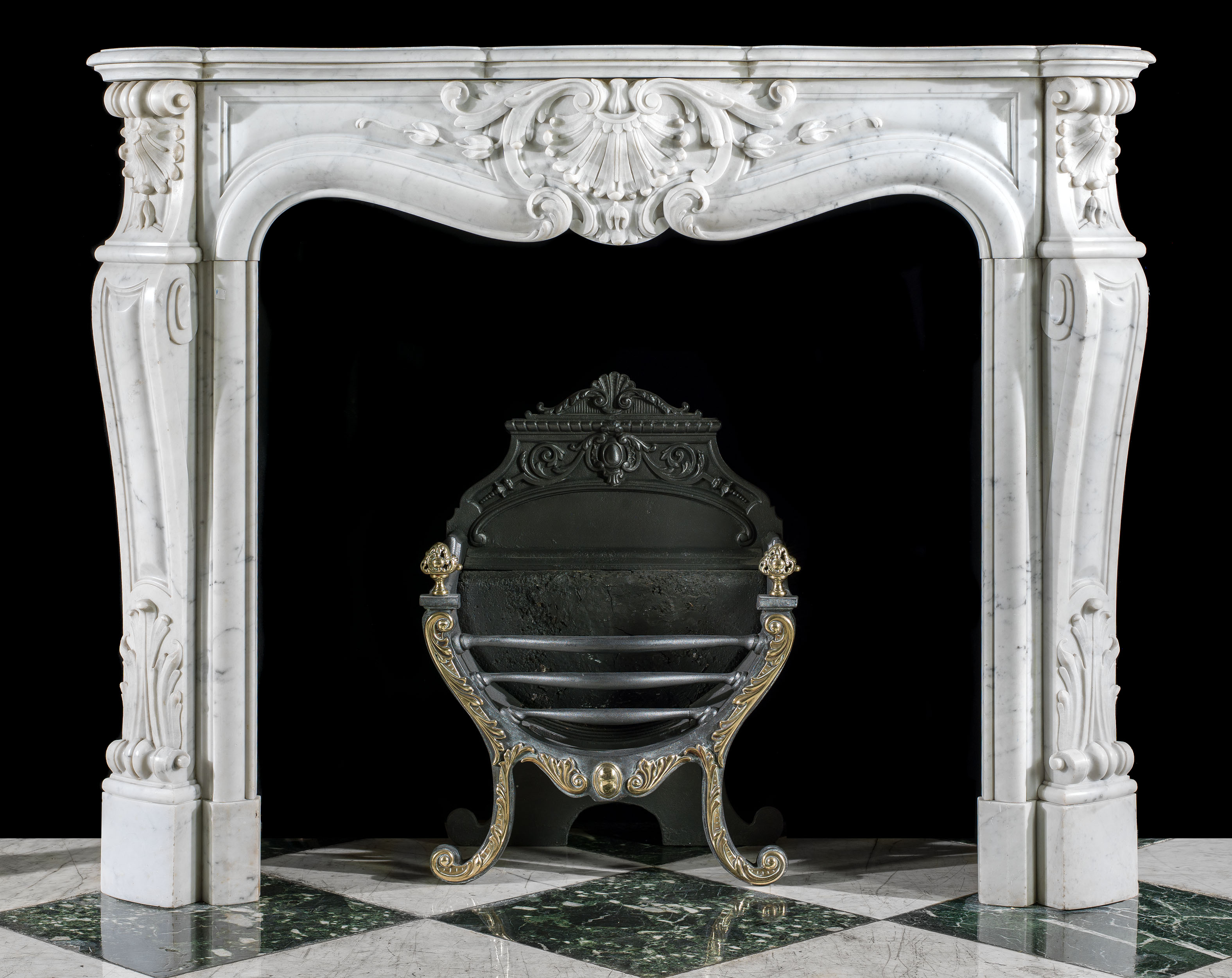 Rococo Carrara Marble Louis XV Fireplace