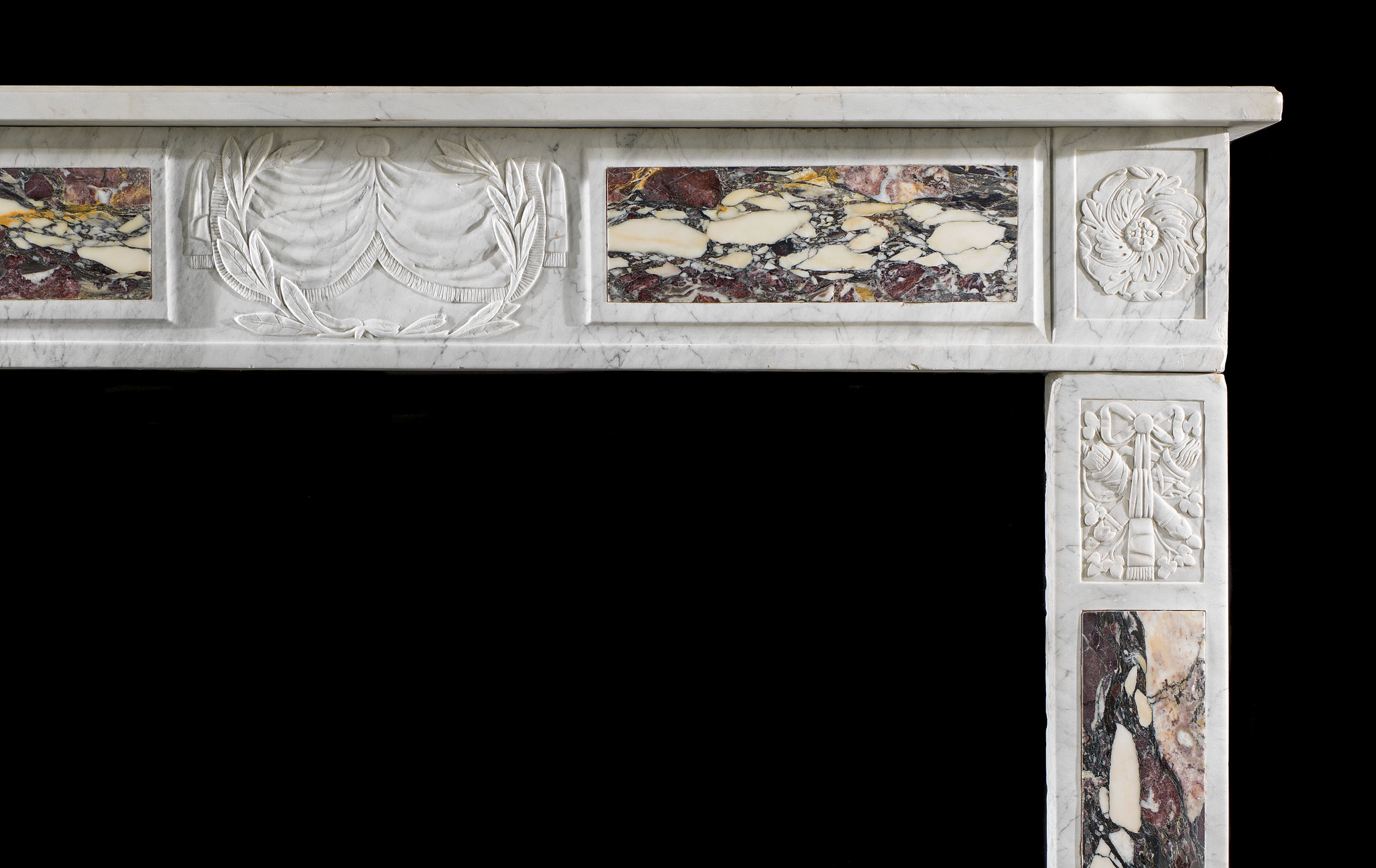 An Italian Carrara Marble Fireplace Surround