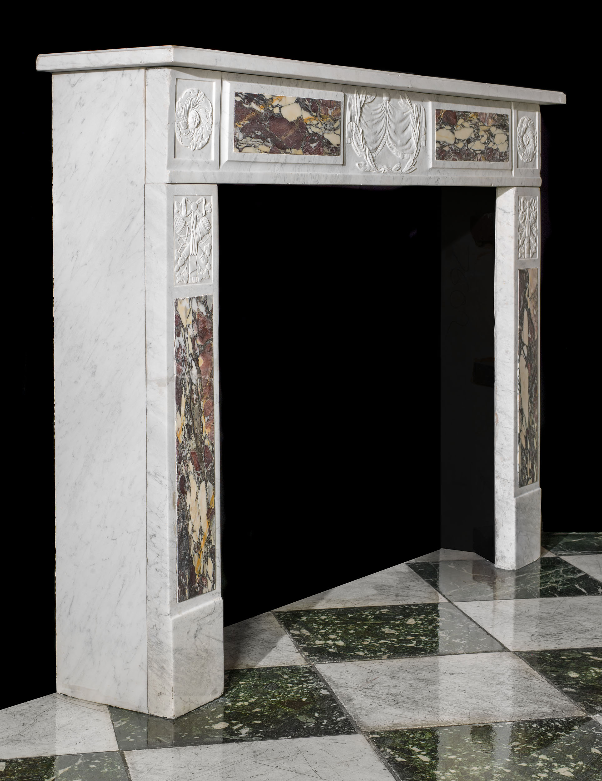 An Italian Carrara Marble Fireplace Surround