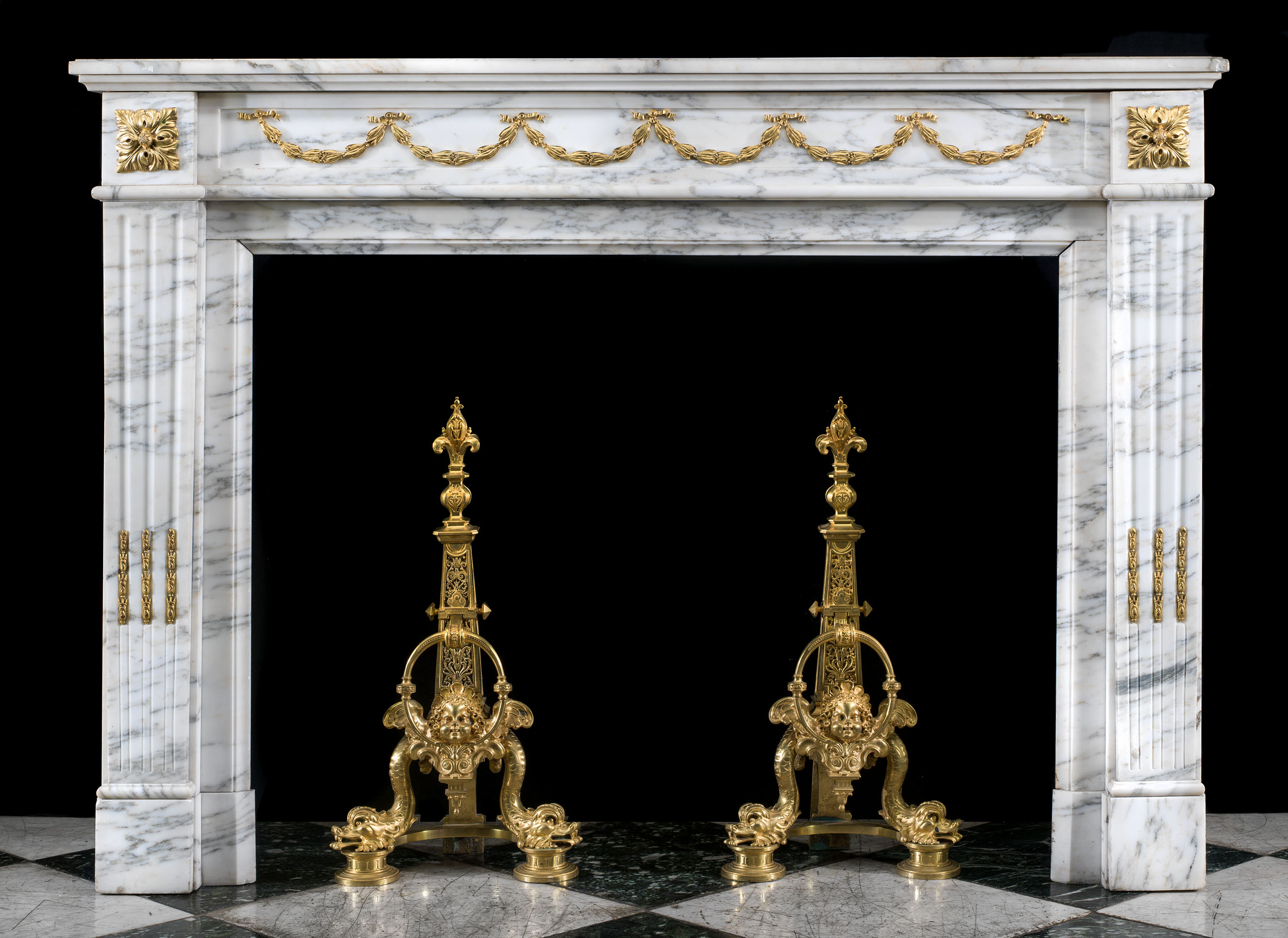 A French Statuary & Ormolu Fireplace Mantel