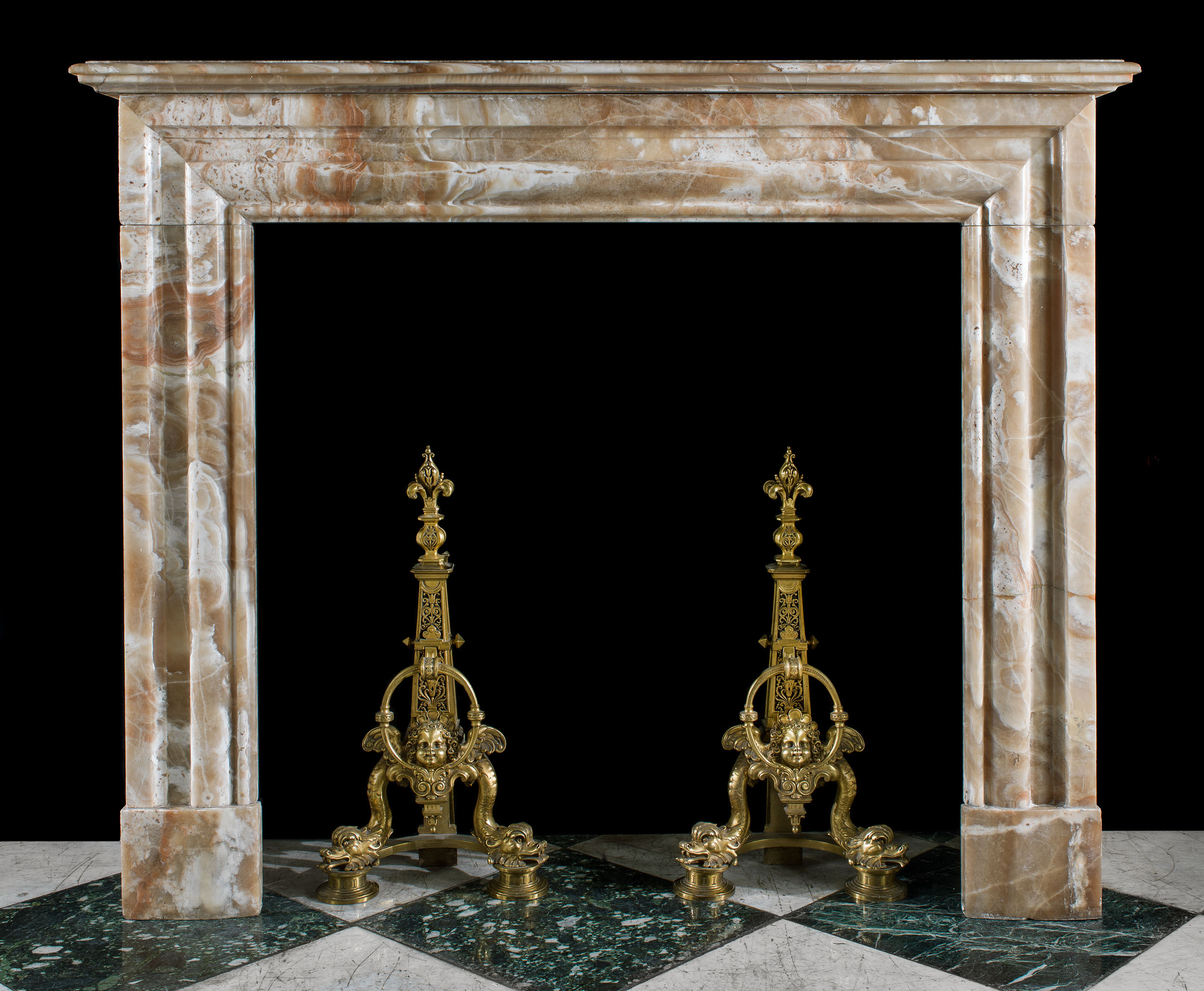 A Louis XVI style Cippolino Africano Marble Antique Fireplace Surround