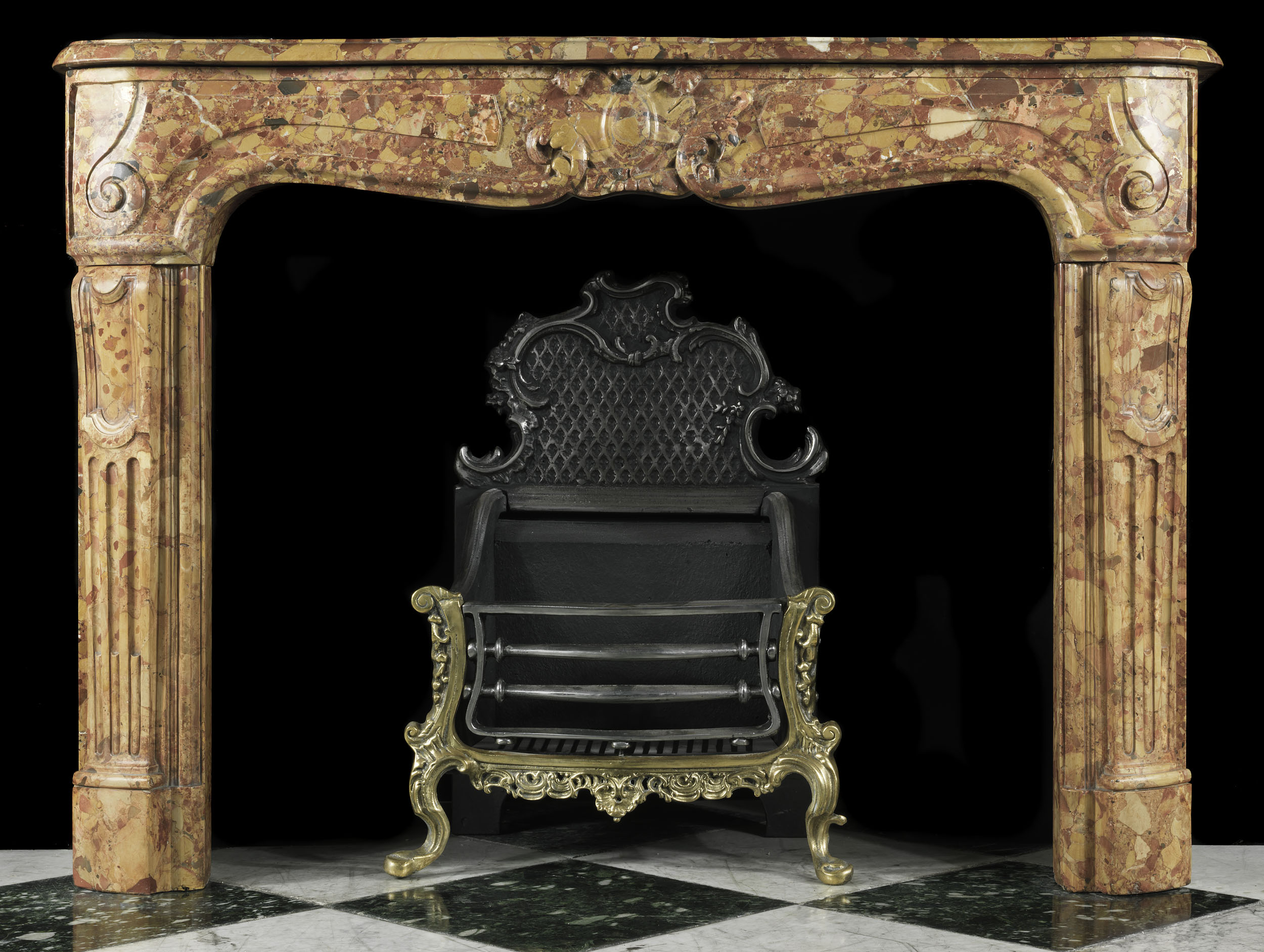 Louis XV Breche d'Aleppe Marble Fireplace
