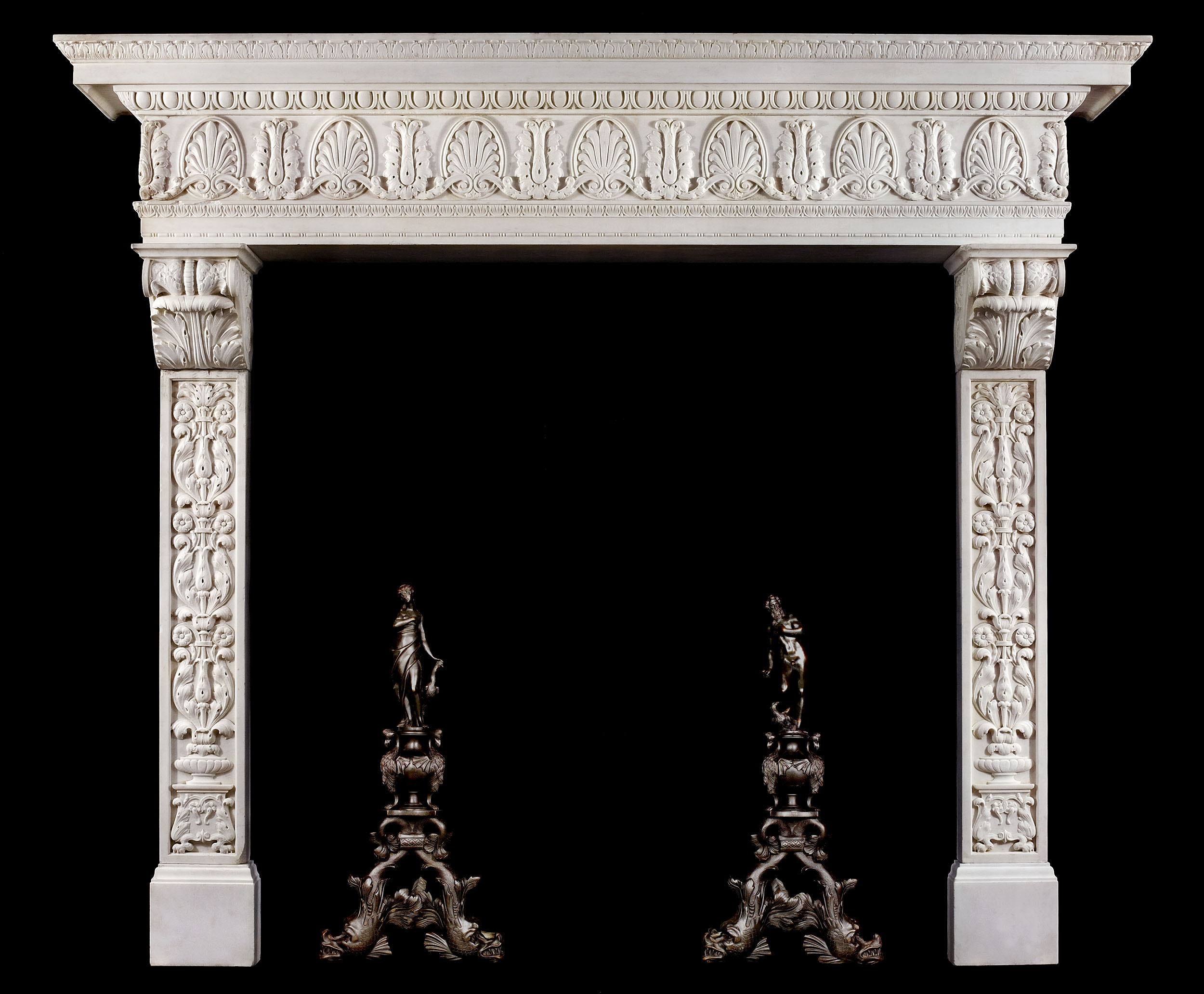 A Renaissance Style Antique Marble Fireplace
