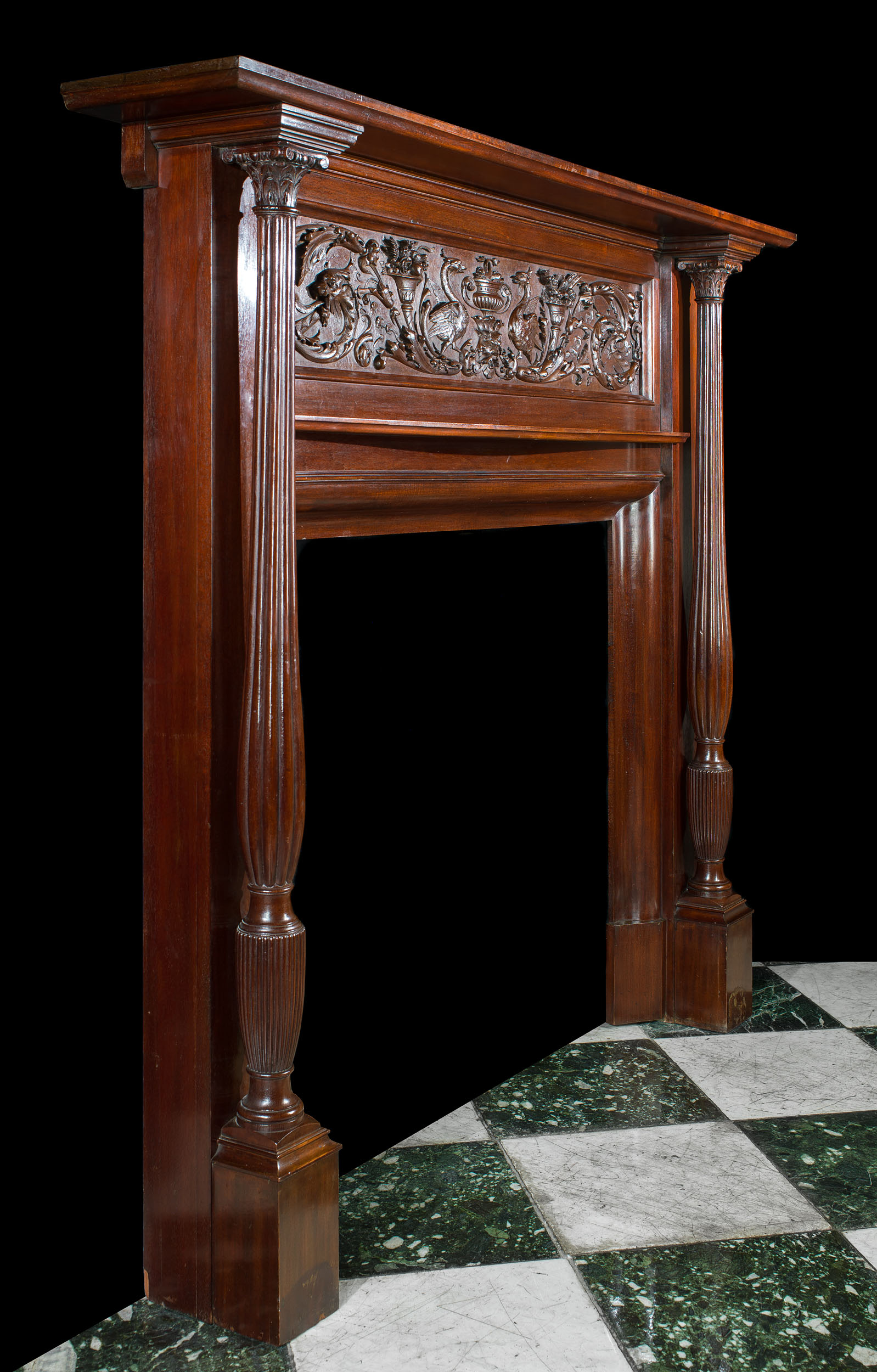 A Renaissance Revival Mahogany Fireplace 