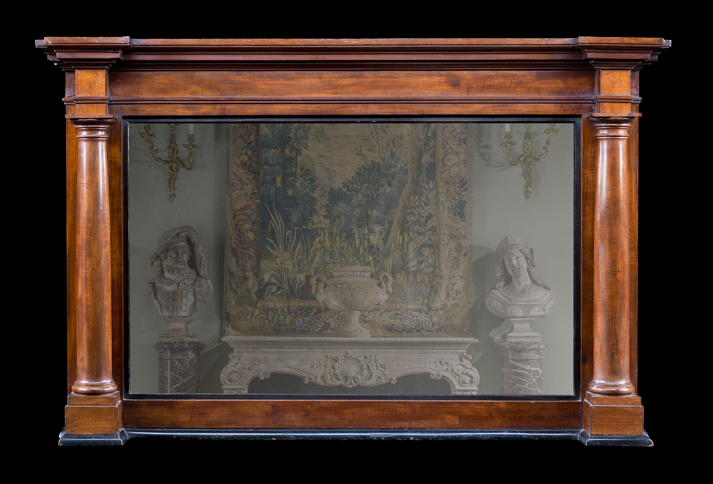A Regency mahogany Tuscan columned mirror
