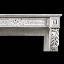 A Carrara Marble Louis XVI Style Fireplace