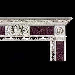  Rare small Statuary and Porphyry Marble Antique Fireplace  