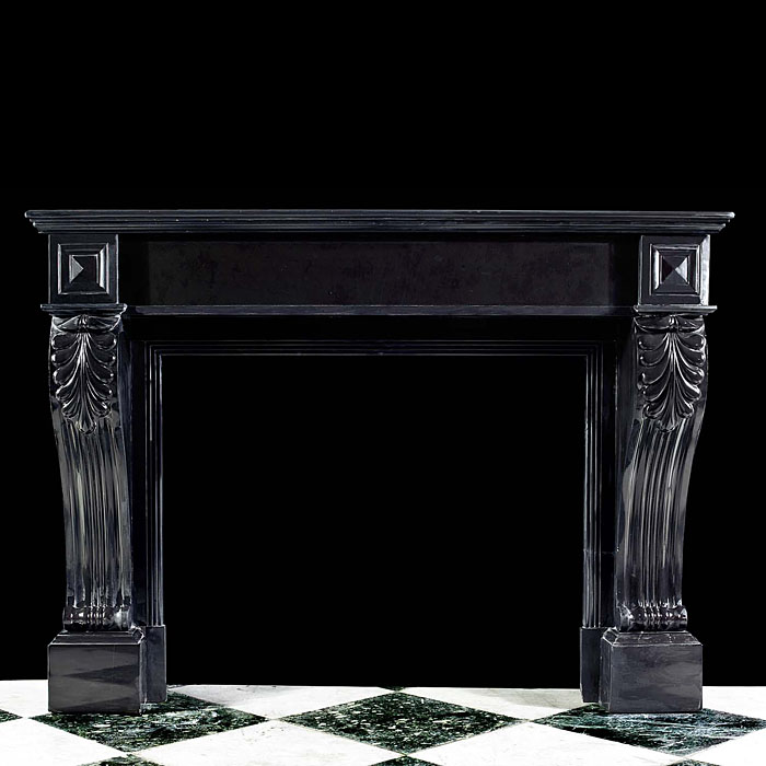 A Belgian Black Marble Antique Louis XVI style Fireplace Surround 