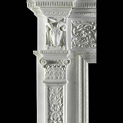 Italian neoclassical white marble fireplace surround   