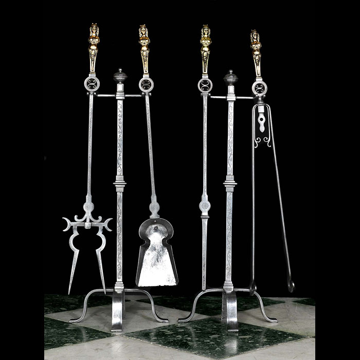  A six piece Victorian companion set   