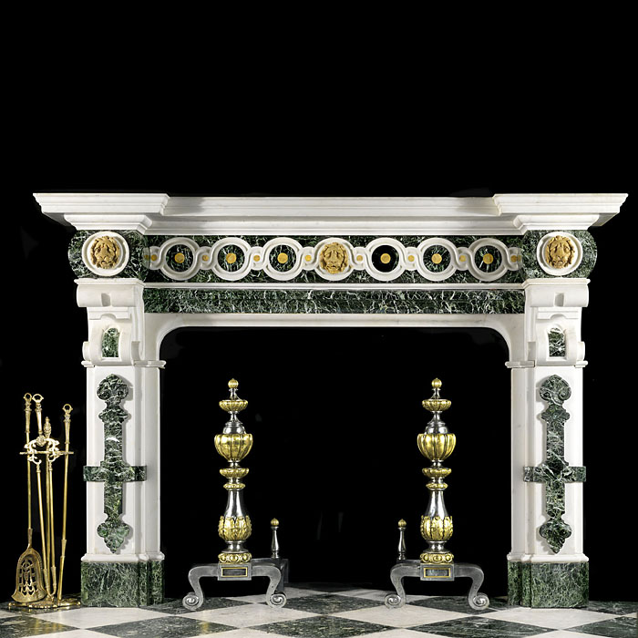 An imposing Palladian style antique marble fireplace