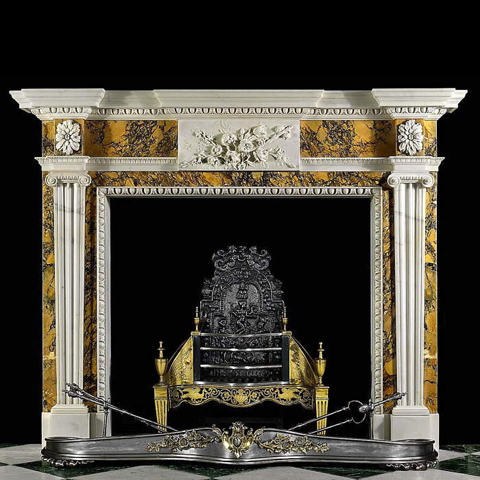 Neo Classical Style Floral Antique Marble Fireplace    