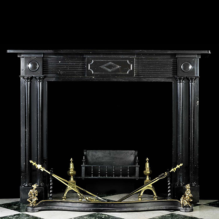 An Antique Regency Kilkenny Black Fossil Marble Chimneypiece Mantel