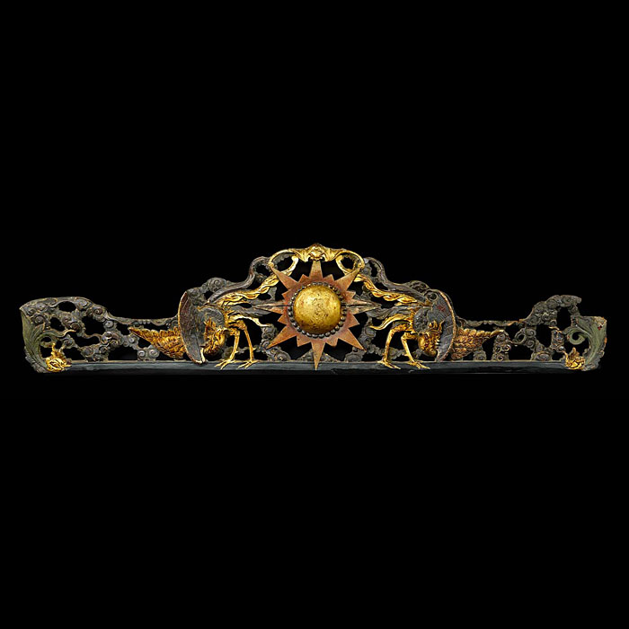 A Baroque Style Carved Wood Phoenix Pediment