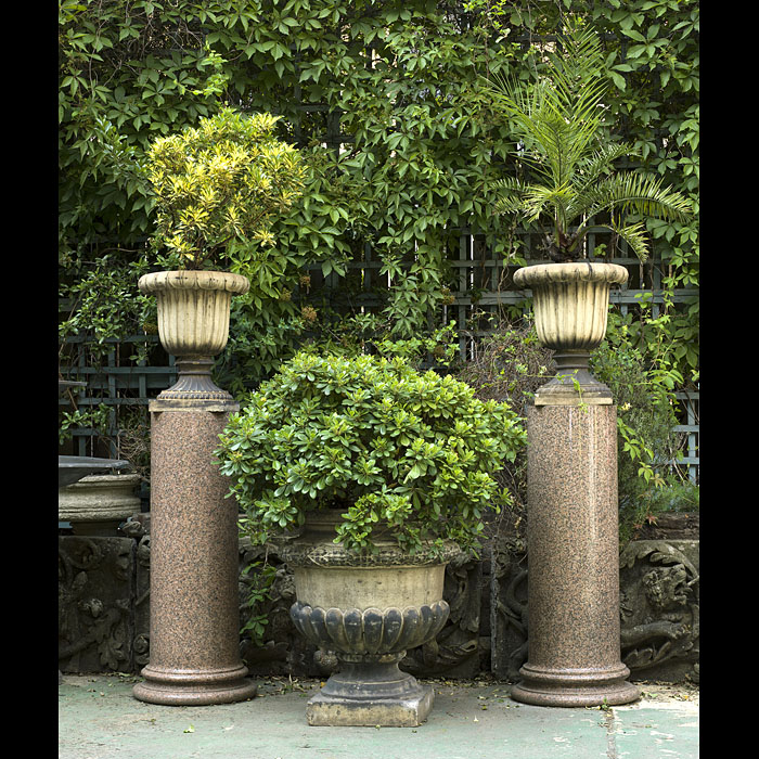 Large Pair of Victorian Pink Granite Columns