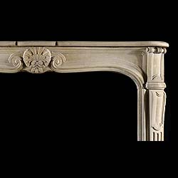 Antique Limestone Rococo Louis XV style French Chimneypiece 
