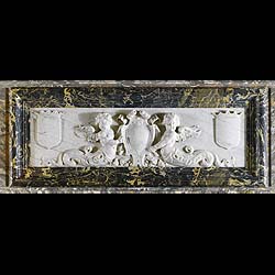 Antique Flemish Baroque carved Marble Fireplace with Plaque
