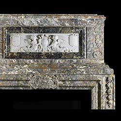 Antique Flemish Baroque carved Marble Fireplace with Plaque
