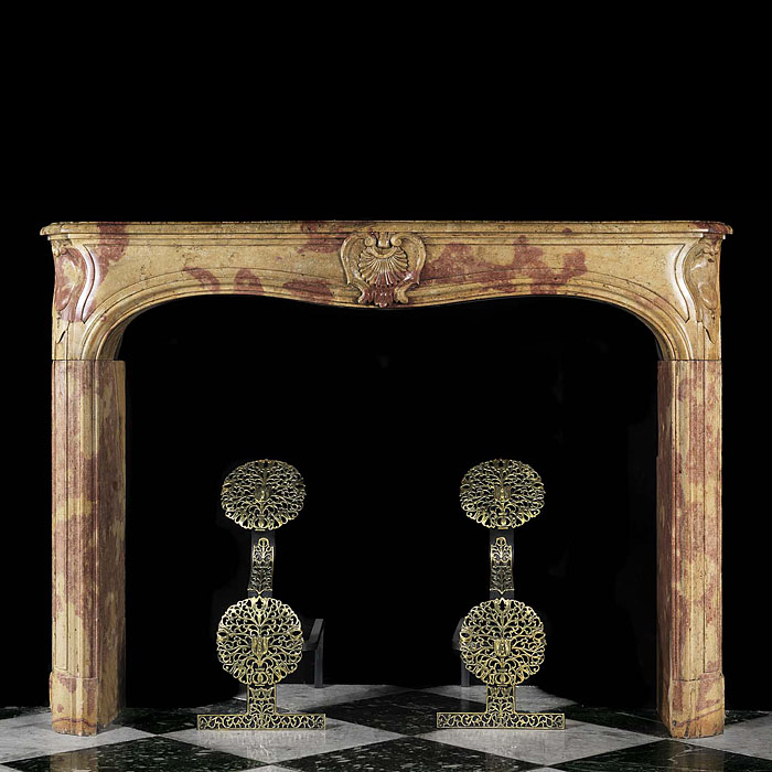 Louis XV Chimneypiece in Burgundy Stone 
