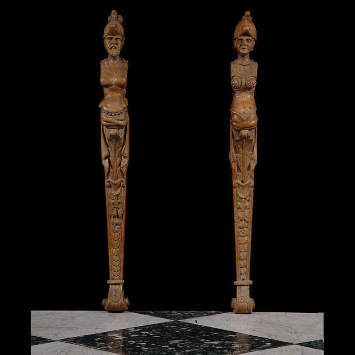 A Pair of Carved Oak Mannerist Terms
