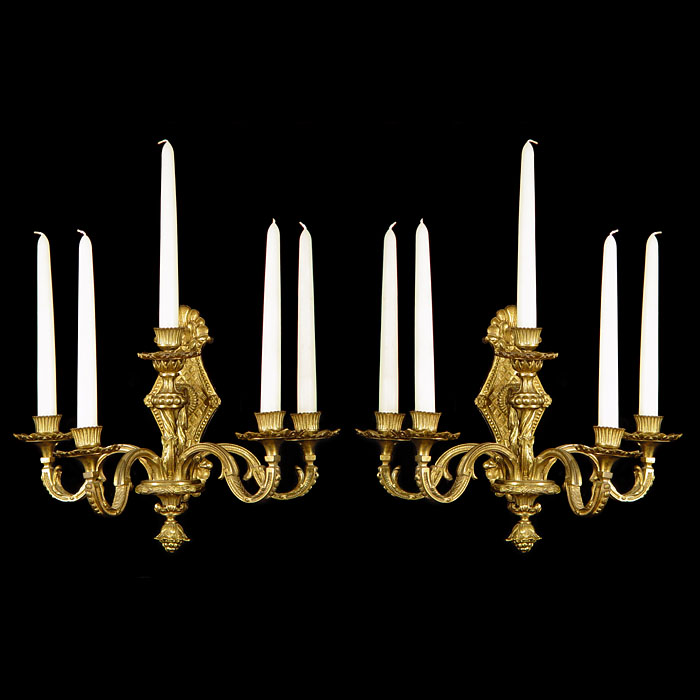 A Pair of Five Branch Louis XIV Wall Lights
