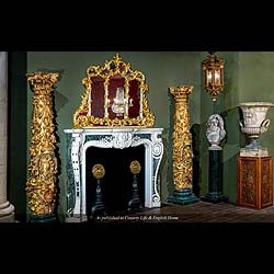 Ornate Pair of Giltwood Baroque Columns