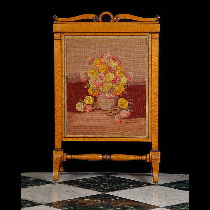 A Biedermeier Satinwood Antique Fire Screen  
