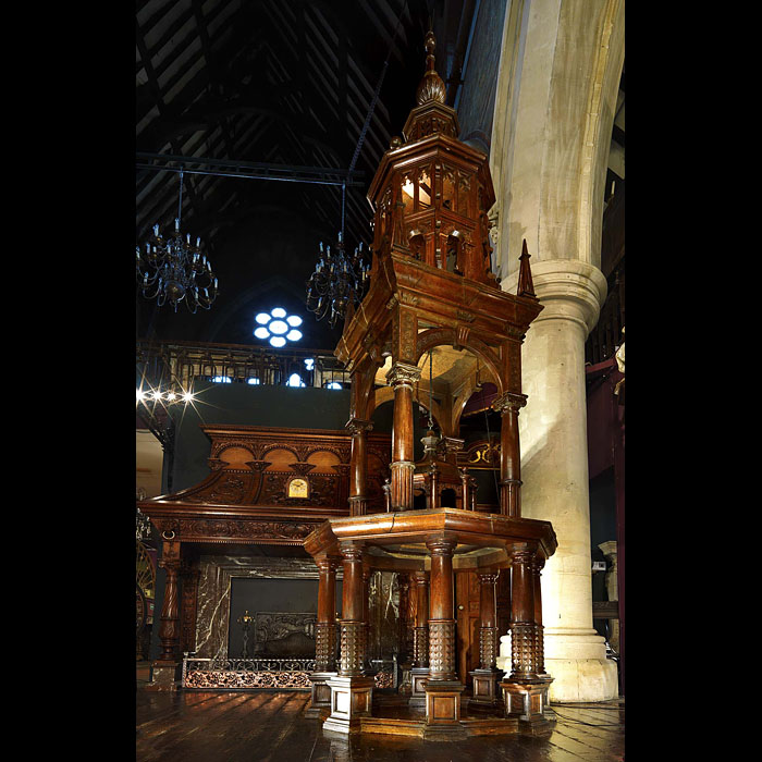 A Tall Renaissance Style Oak Font Cover
