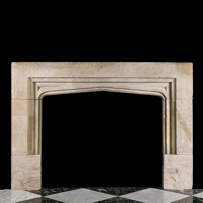 English Gothic Style Antique Stone Fireplace