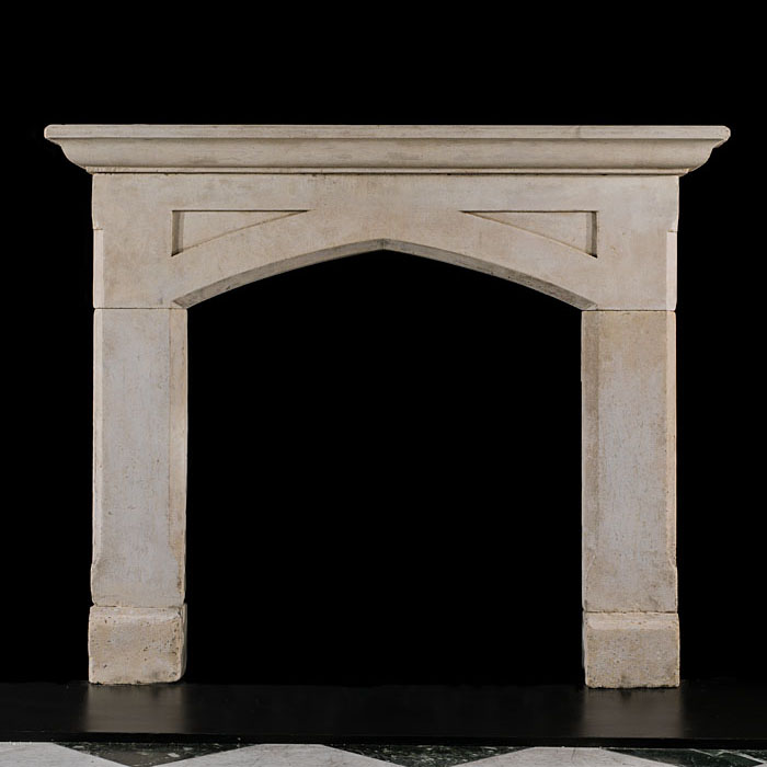 Gothic Revival Antique Limestone Fireplace
